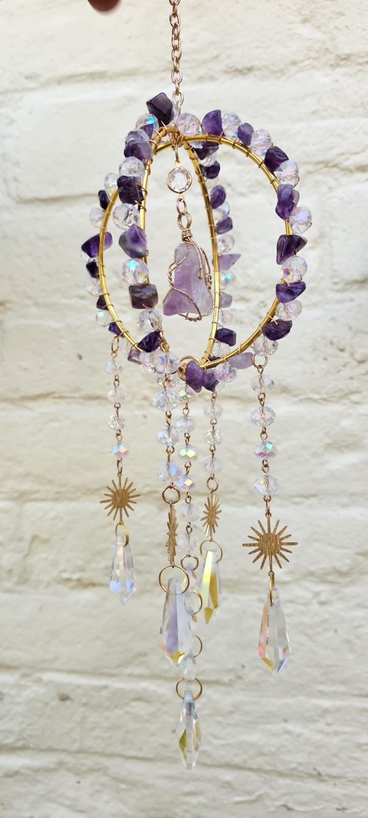 Purple Glow Quarts Suncatcher