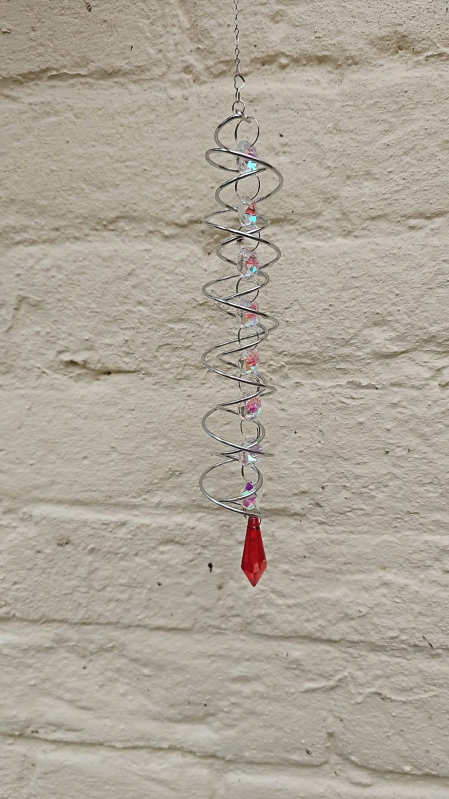 Crimson Helix Prism Suncatcher