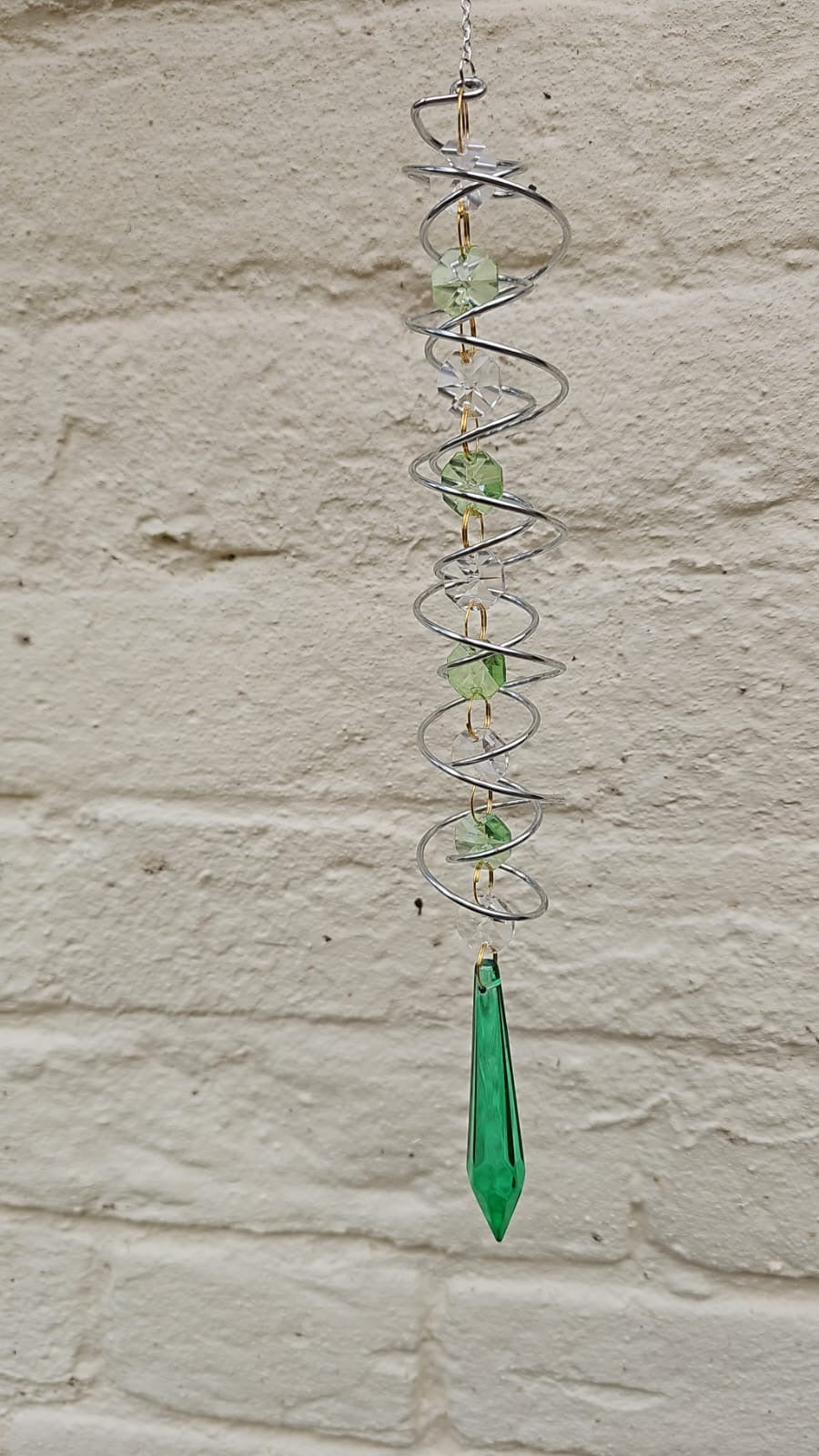 Crimson Helix Prism Suncatcher