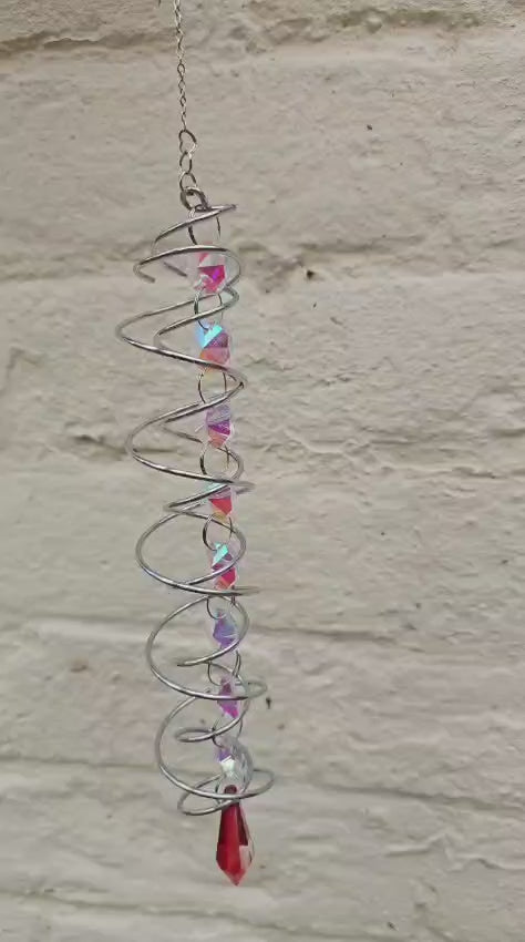 Crimson Helix Prism Suncatcher