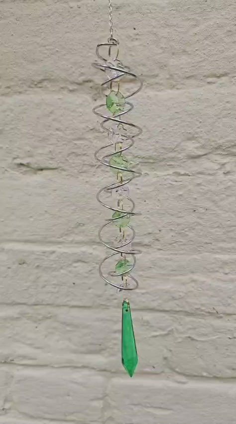 Crimson Helix Prism Suncatcher