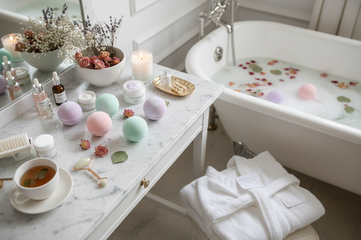 Self care skincare femanine bathbombs
